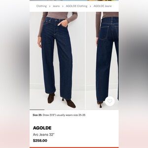 Agolde Dark Arc Jeans 32” like new size 27